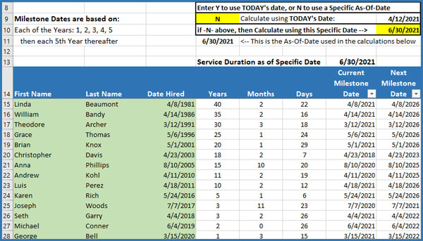 Years Of Service Calculator Excel